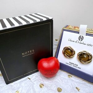 Gift set: Saks 5th Avenue Notepads and Pen + House of Harlow Tiger Eye Earrings